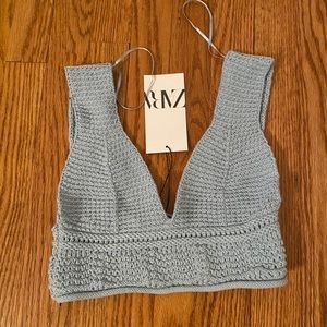 Zara crotchet crop top blue